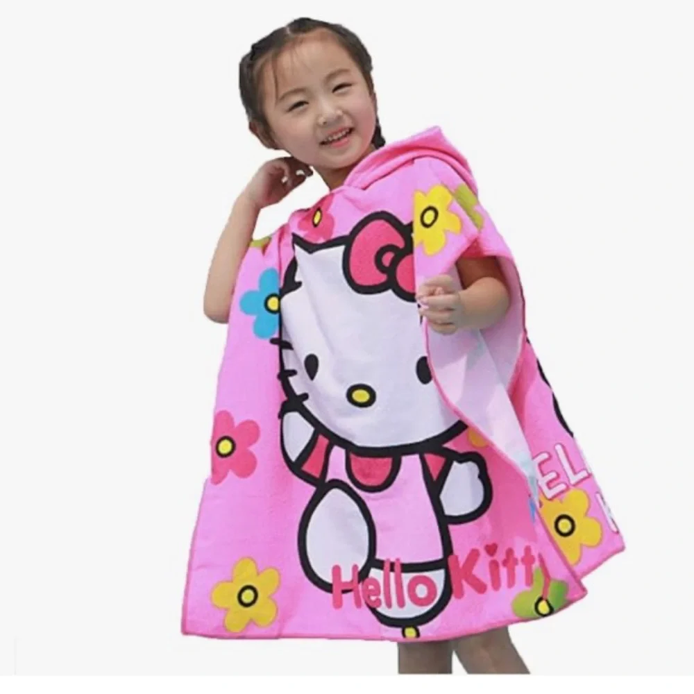 50%off w❤️ Hello Kitty Beach bath hooded Towel Leezeshaw 3D Towel Fast Dry NWT